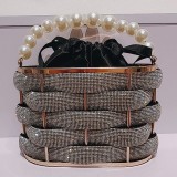 Cross border new product, European station, niche design, socialite dinner bag, sparkling rhinestone striped entanglement, hand-held crossbody women's bag
