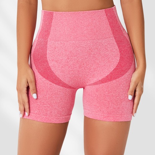 Seamless yoga shorts, women's solid color, tight fitting, high waisted, summer running, exercise, fitness, peach buttocks, and belly tightening for women