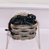 Cross border new product, European station, niche design, socialite dinner bag, sparkling rhinestone striped entanglement, hand-held crossbody women's bag