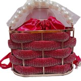 Cross border new product, European station, niche design, socialite dinner bag, sparkling rhinestone striped entanglement, hand-held crossbody women's bag