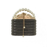 Women's New Water Diamond Bag Pearl Bag Chain Sweet Bird Cage Handheld One Shoulder Crossbody Bag Dinner Bag