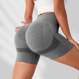 Seamless yoga shorts, women's solid color, tight fitting, high waisted, summer running, exercise, fitness, peach buttocks, and belly tightening for women