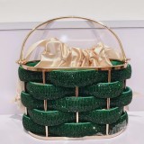 Cross border new product, European station, niche design, socialite dinner bag, sparkling rhinestone striped entanglement, hand-held crossbody women's bag