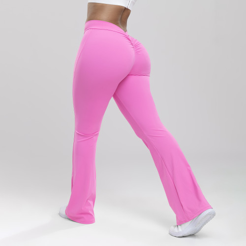 Fitness pants, women's high waisted and hip lifting sports pants, training running slimming yoga flared pants