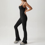 Yoga jumpsuit seamless and breathable sports jumpsuit flared pants with hip lifting and abdominal tightening