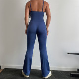 Yoga jumpsuit seamless and breathable sports jumpsuit flared pants with hip lifting and abdominal tightening
