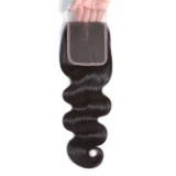 4by4 closure body wave Transparent brown lace  4 * 4 hand woven hair blocks