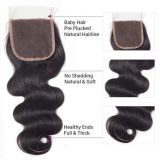4by4 closure body wave Transparent brown lace  4 * 4 hand woven hair blocks