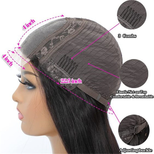 Human wig long headband Straight Lace Frontal  Human Hair Wig4 by 4