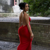 Women's new Instagram fashion sexy spicy girl suspender backless slim fit dress
