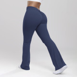 Fitness pants, women's high waisted and hip lifting sports pants, training running slimming yoga flared pants