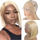 13 * 4 BOB Human Hair Wigs 613 gold lace closure