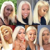 13 * 4 BOB Human Hair Wigs 613 gold lace closure