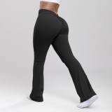 Fitness pants, women's high waisted and hip lifting sports pants, training running slimming yoga flared pants