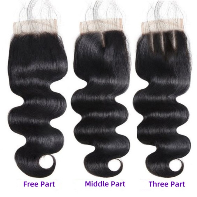 4by4 closure body wave Transparent brown lace  4 * 4 hand woven hair blocks