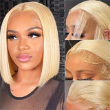 13 * 4 BOB Human Hair Wigs 613 gold lace closure 180% density