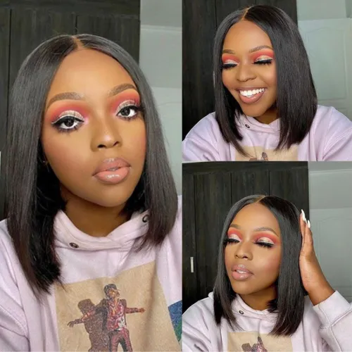 13*4 Bob Lace Frontal Wigs Big Size Lace Large lace splicing wave head genuine