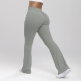 Fitness pants, women's high waisted and hip lifting sports pants, training running slimming yoga flared pants