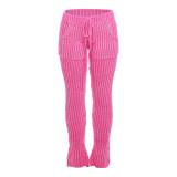 New Street Photo Sexy Knitted Low cut Hollow Wrapped Hip Long Pants Set for Women
