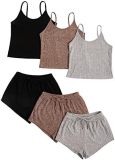 New ribbed knitted casual two-piece set with exposed navel suspender and high waist strap shorts set