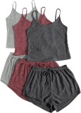 New ribbed knitted casual two-piece set with exposed navel suspender and high waist strap shorts set