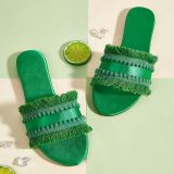 Summer new style sandals, tassels, flat bottomed slippers, versatile beach shoes