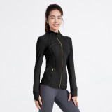 New yoga suit jacket, nude fitness suit, stand up collar, long sleeved, nude sports jacket top