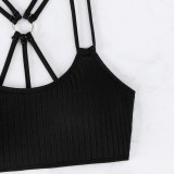 Pit Striped High Waist Cross Hollow Sexy Bikini Swimsuit Swimsuit