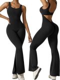 Women's sleeveless flared jumpsuit sexy backless vest tight lifting hip yoga jumpsuit