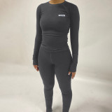 Slim fit long sleeved top, sports yoga leggings set
