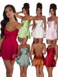 2024 summer hot selling sexy slim fit, backless solid color suspender dress and pants