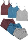 New ribbed knitted casual two-piece set with exposed navel suspender and high waist strap shorts set