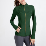 New yoga suit jacket, nude fitness suit, stand up collar, long sleeved, nude sports jacket top