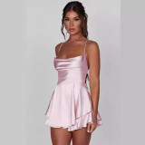 2024 summer hot selling sexy slim fit, backless solid color suspender dress and pants