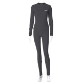Slim fit long sleeved top, sports yoga leggings set