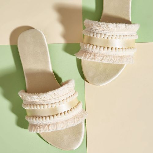 Summer new style sandals, tassels, flat bottomed slippers, versatile beach shoes