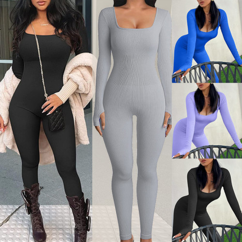 Yoga jumpsuit, sports and fitness jumpsuit, tight fitting long sleeved