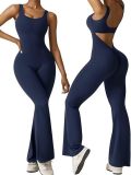 Women's sleeveless flared jumpsuit sexy backless vest tight lifting hip yoga jumpsuit
