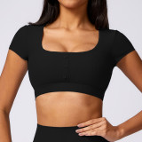 Yoga short sleeved T-shirt threaded casual sports quick drying fitness vest