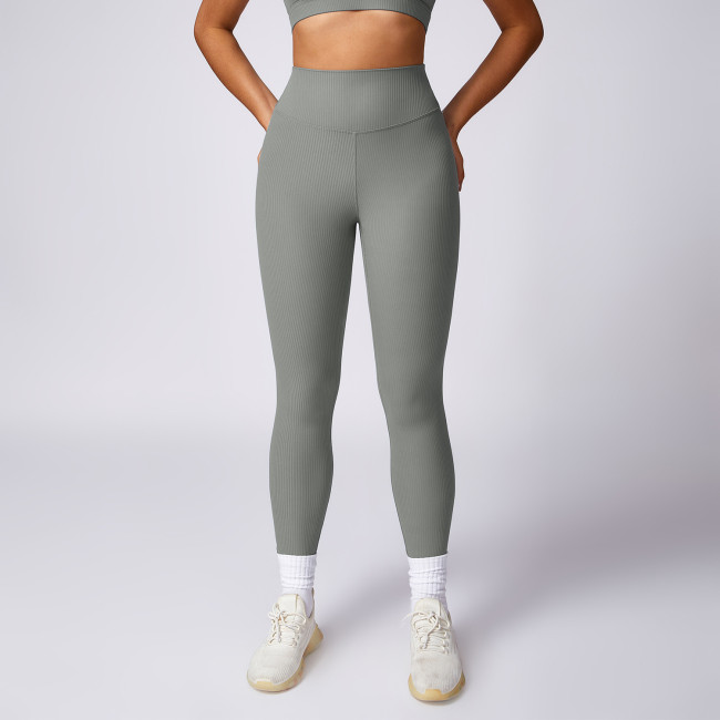 Hip lifting yoga pants, threaded sports pants, Pilates running quick drying fitness pants