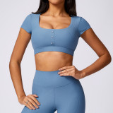 Yoga short sleeved T-shirt threaded casual sports quick drying fitness vest