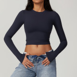 T-shirt quick drying long sleeved yoga suit Pilates running sports fitness long sleeved top