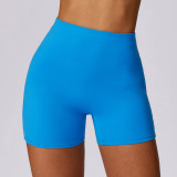 Hip lifting, high waist yoga shorts, women's running, tight fitting sports shorts, brushed fitness pants