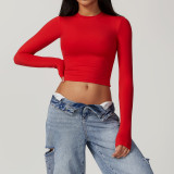 T-shirt quick drying long sleeved yoga suit Pilates running sports fitness long sleeved top