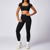 Running fitness short sleeved long pants exercise set yoga suit