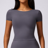 Yoga suit, running sports T-shirt, quick drying fitness short sleeves
