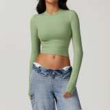 T-shirt quick drying long sleeved yoga suit Pilates running sports fitness long sleeved top
