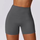 Hip lifting, high waist yoga shorts, women's running, tight fitting sports shorts, brushed fitness pants