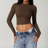 T-shirt quick drying long sleeved yoga suit Pilates running sports fitness long sleeved top