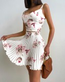 New floral print camisole and pleated skirt set